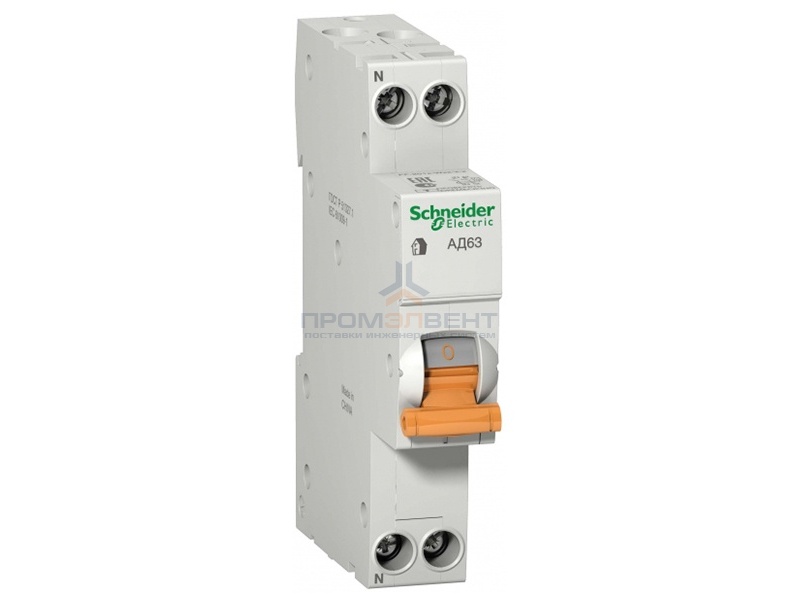 Дифференциальный автомат Schneider Electric АД63 1п+н 20A 30мA 4,5кА C